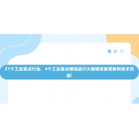 27個工業(yè)重點行業(yè)、4個工業(yè)重點領域進行大規(guī)模設備更新和技術改造！